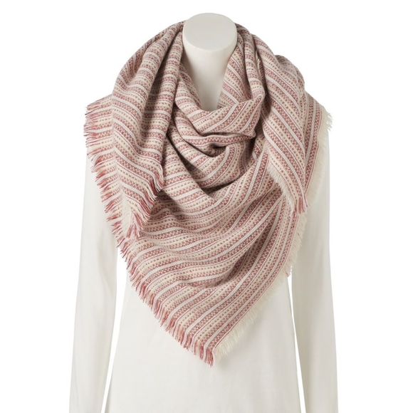 LC Lauren Conrad Accessories - LC Lauren Conrad Striped Square Blanket Scarf New